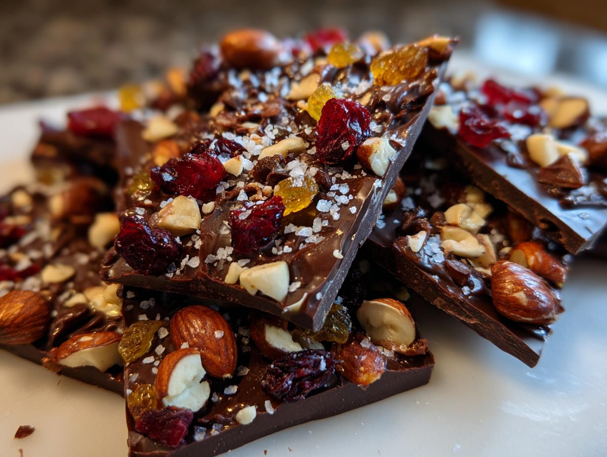 Irresistible 5-Ingredient Chocolate Bark with Nuts and Fruit