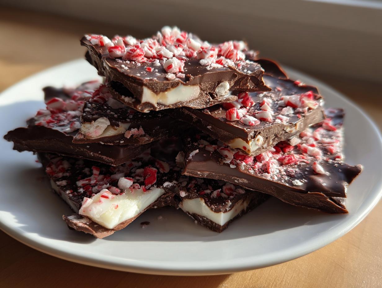 “Easy 4-Ingredient Chocolate Peppermint Bark Recipe for Holidays”