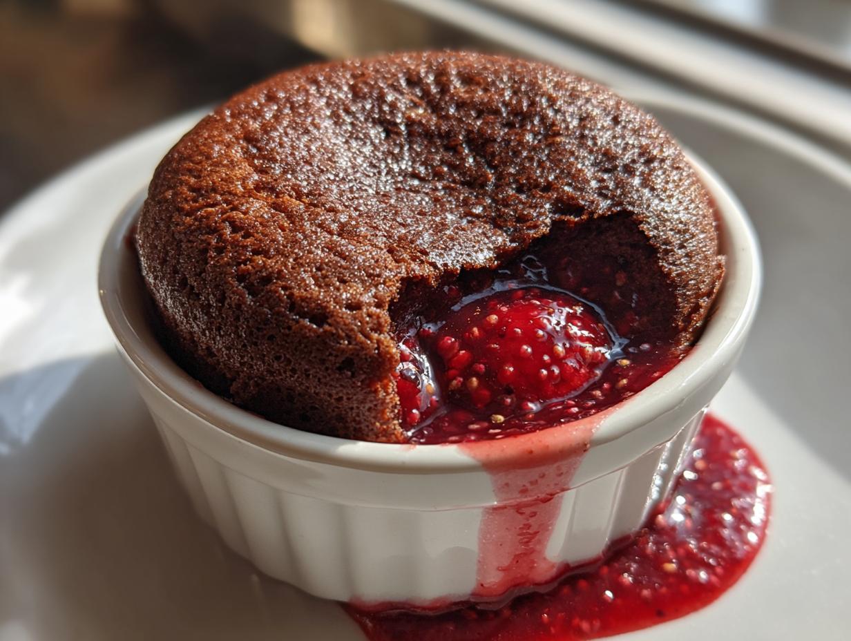 Irresistible Chocolate Soufflé with Raspberry Sauce in 40 Minutes