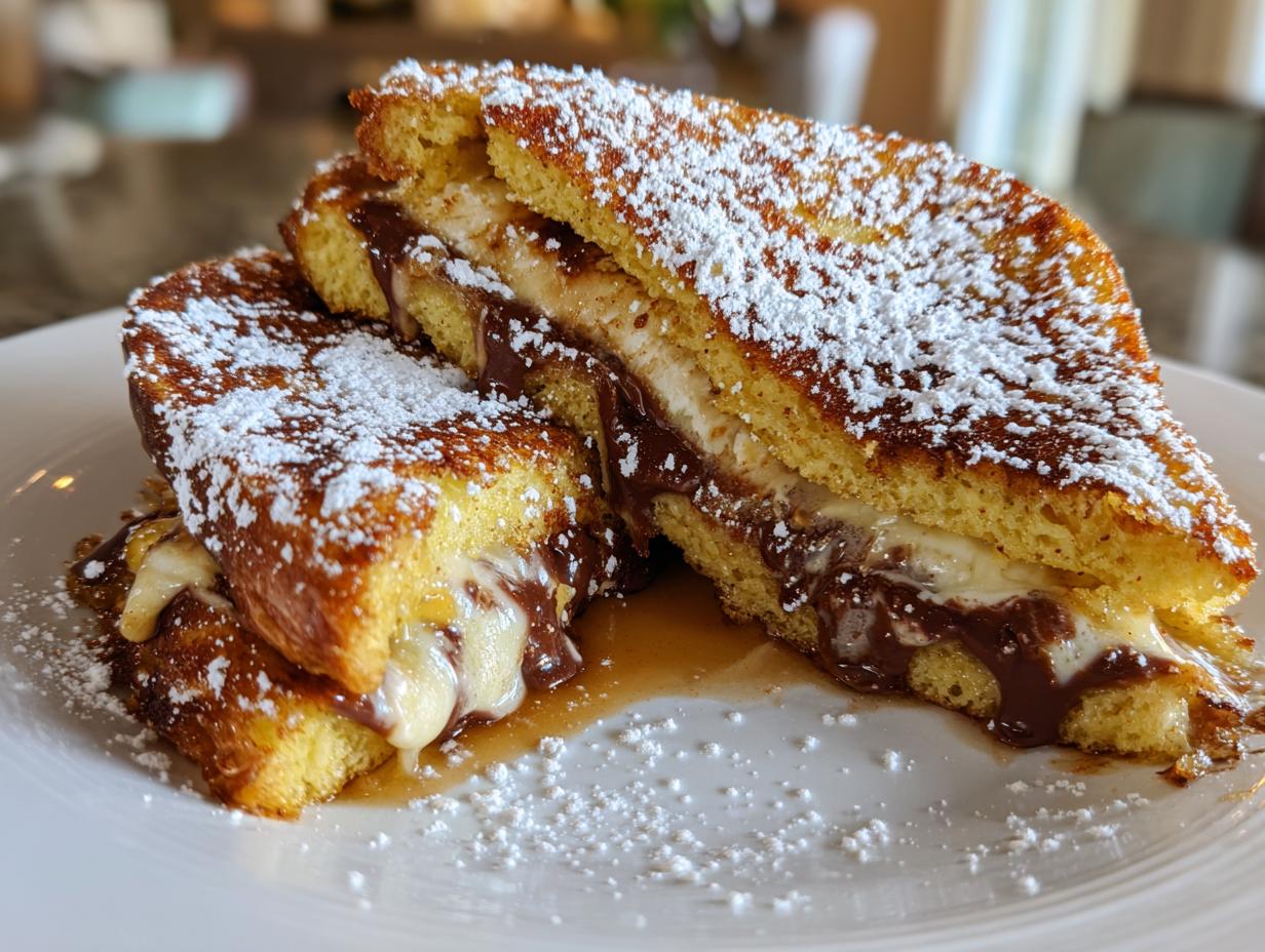 3-Ingredient Indulgent Triple Chocolate Stuffed French Toast – Heavenly!