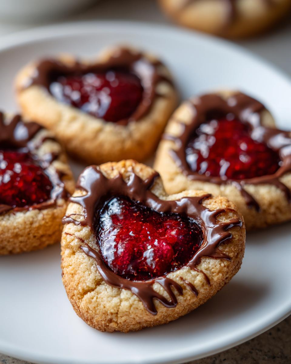 Romantic Raspberry Chocolate Thumbprint Hearts - detail 1