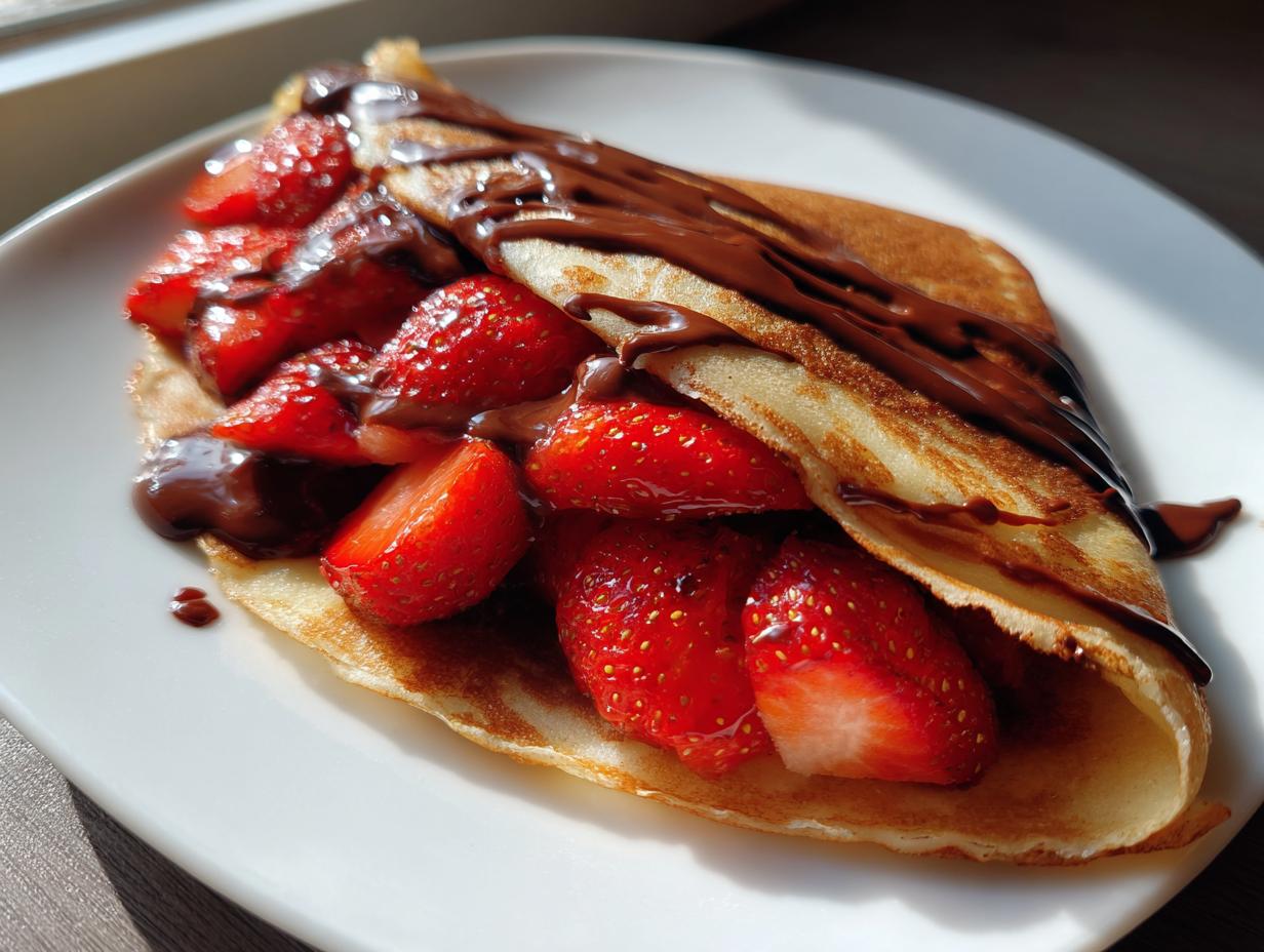 Romantic Strawberry Chocolate Crepes Recipe That Steals Hearts