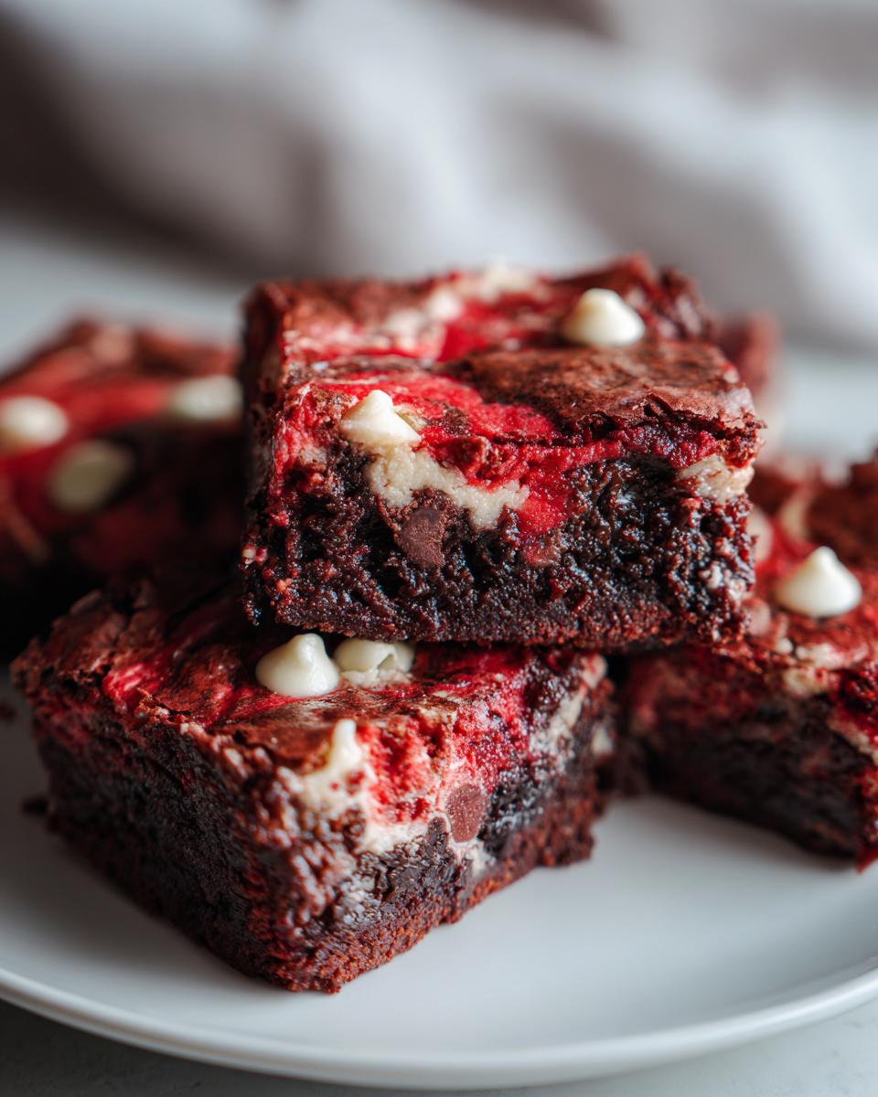 Romantic Swirled Red White Brownies - detail 1
