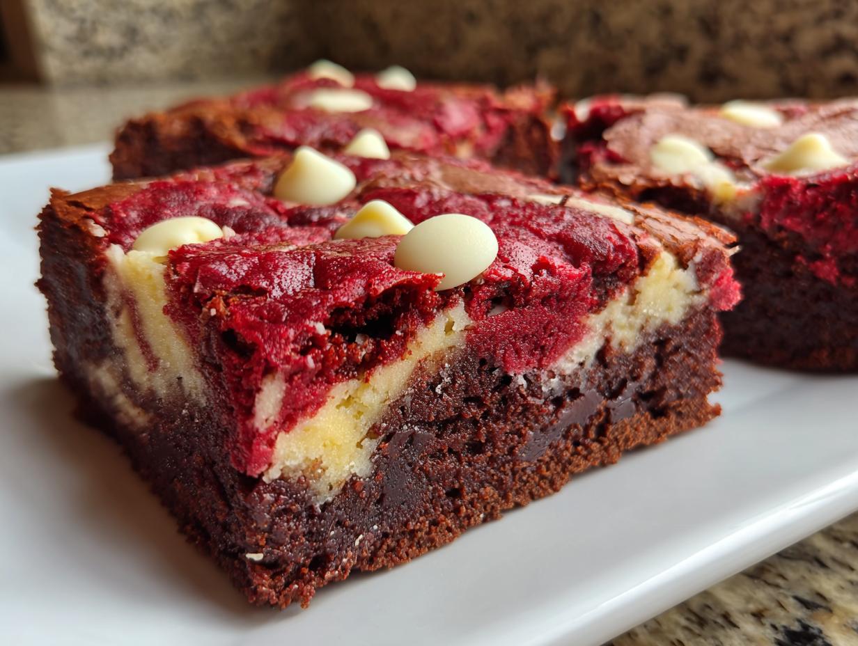 Romantic Swirled Red White Brownies – 1 Perfect Love Bite!