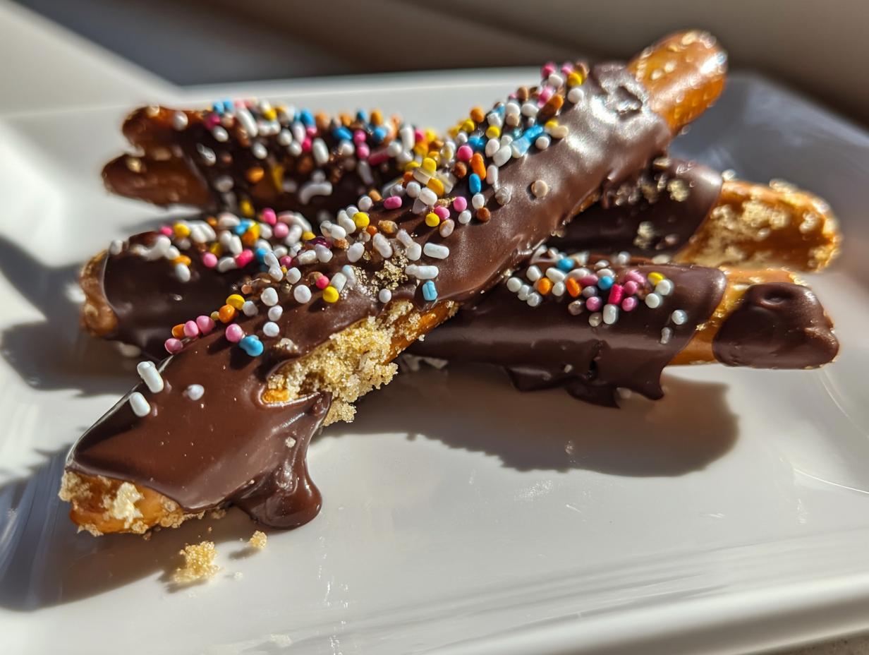 Irresistible Super Bowl Chocolate Dipped Pretzel Rods in 15 Minutes