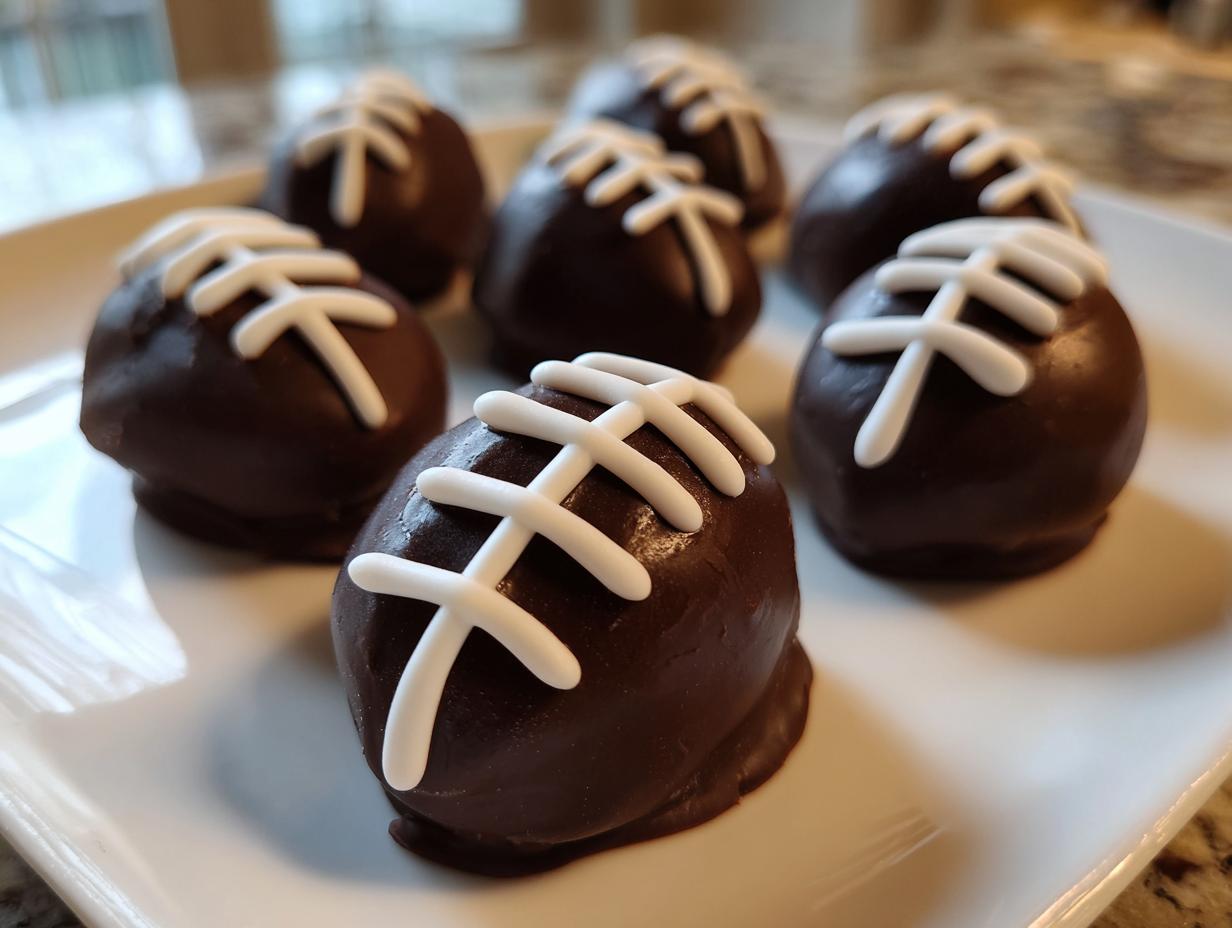 15 Irresistible Super Bowl Chocolate Peanut Butter Football Bites